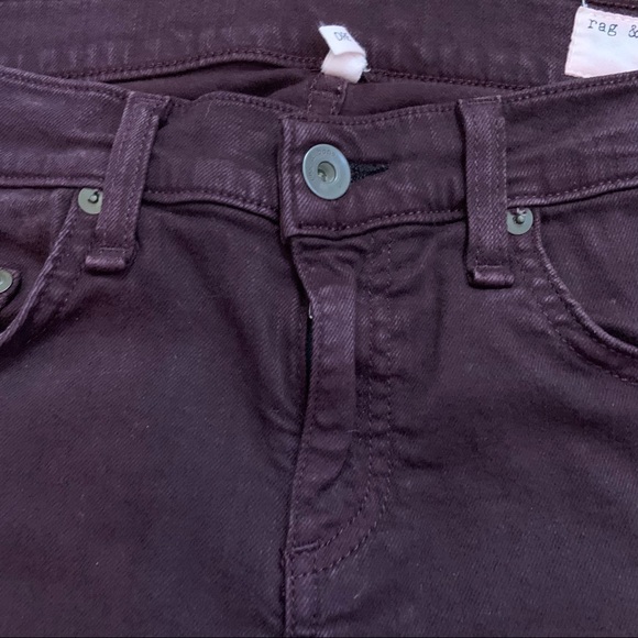 Rag & Bone Dre boyfriend skinny ankle wine colored jeans - Picture 10 of 12